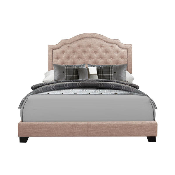 Sandy Beige Modern Sleek Fabric Full Upholstered Tufted Bedroom Set - Ella Furniture