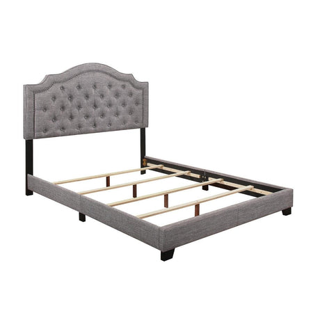 Sandy Gray Modern Sleek Fabric Full Upholstered Tufted Bedroom Set - Ella Furniture
