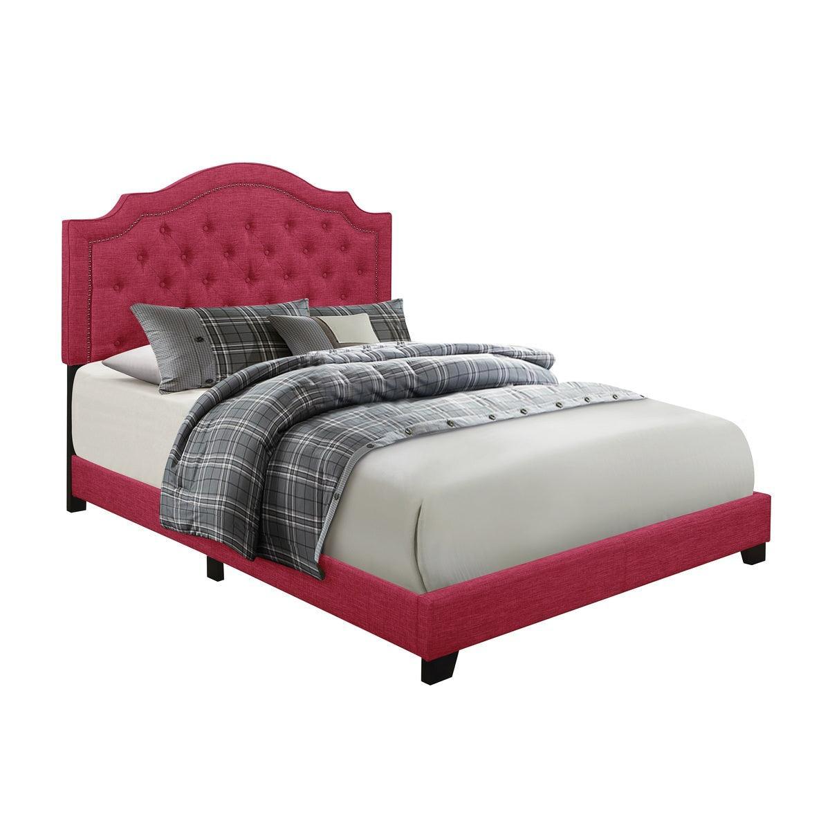 Sandy Pink Modern Sleek Fabric Full Upholstered Tufted Bedroom Set - Ella Furniture