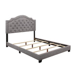 Sandy Grey Modern Sleek Wood Fabric Queen Upholstered Tufted Bed - Ella Furniture