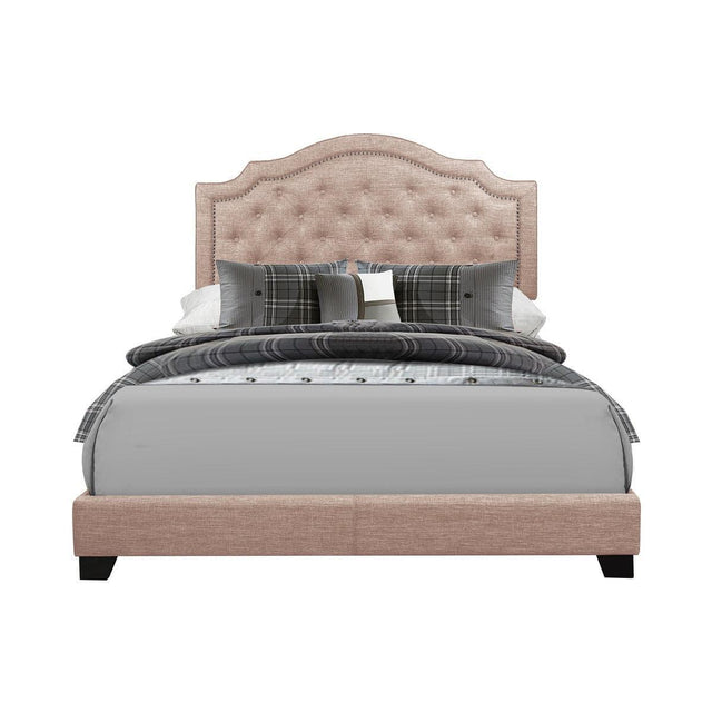 Sandy Beige Modern Sleek Wood Fabric King Upholstered Tufted Bedroom Set - Ella Furniture