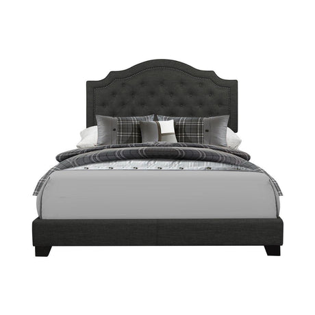 Sandy Dark Gray Modern Sleek Wood Fabric King Upholstered Tufted Bedroom Set - Ella Furniture