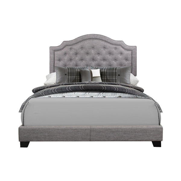 Sandy Grey Modern Sleek Wood Fabric King Upholstered Tufted Bedroom Set - Ella Furniture