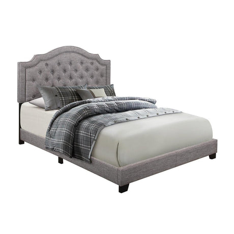 Sandy Grey Modern Sleek Wood Fabric King Upholstered Tufted Bedroom Set - Ella Furniture