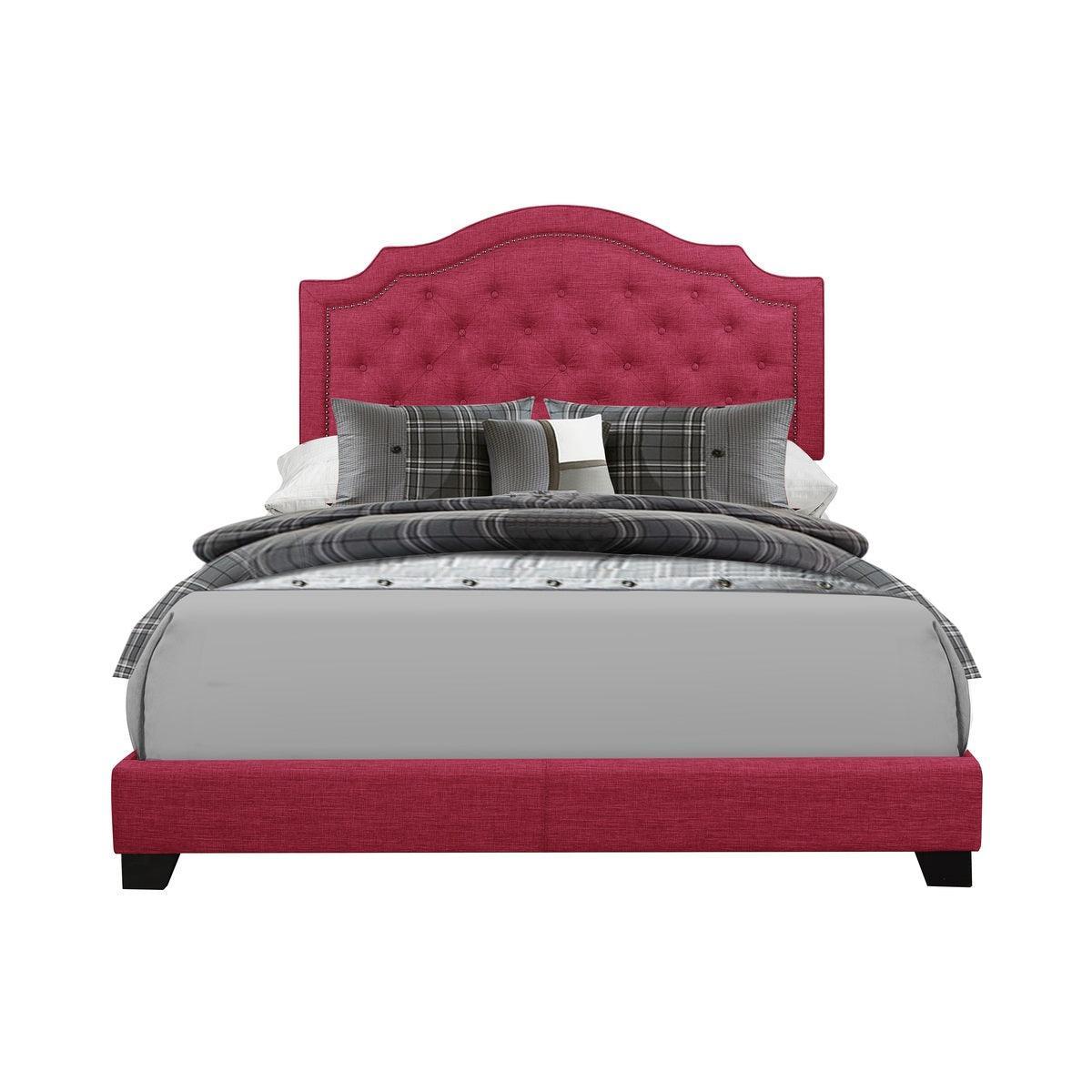 Sandy Pink Modern Sleek Fabric Queen Upholstered Tufted Bed - Ella Furniture