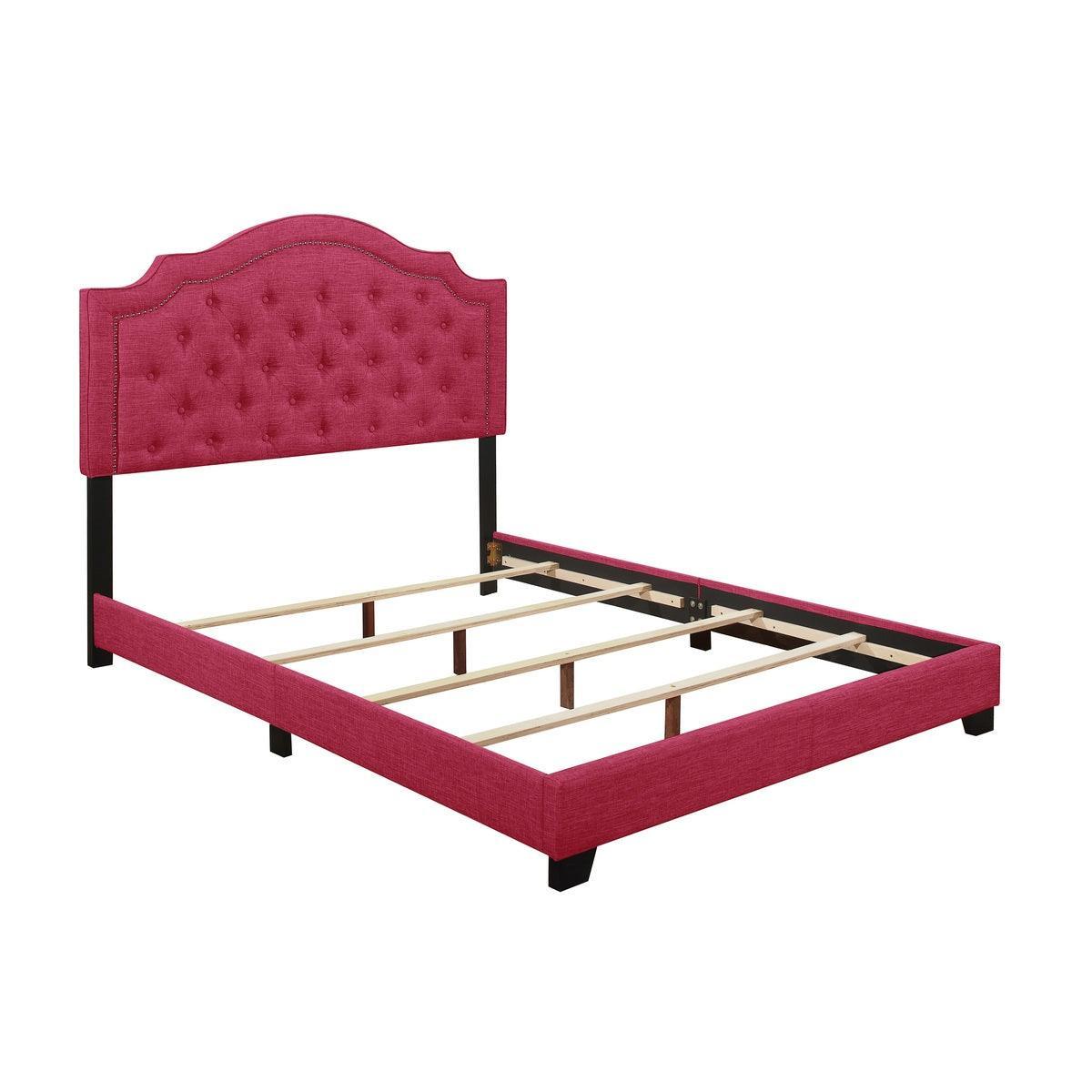 Sandy Pink Modern Sleek Fabric Queen Upholstered Tufted Bed - Ella Furniture
