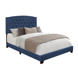 Linda Blue Modern Sleek Solid Wood And Engineered Wood Fabric Queen Upholstered Tufted Bed - Ella Furniture