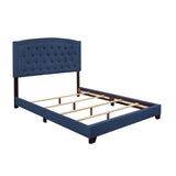 Linda Blue Modern Sleek Solid Wood And Engineered Wood Fabric Queen Upholstered Tufted Bed - Ella Furniture