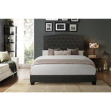 Linda Dark Gray Modern Sleek Solid And Engineered Wood Fabric Queen Upholstered Tufted Bed - Ella Furniture