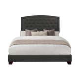 Linda Dark Gray Modern Sleek Solid And Engineered Wood Fabric Queen Upholstered Tufted Bed - Ella Furniture