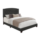 Linda Dark Gray Modern Sleek Solid And Engineered Wood Fabric Queen Upholstered Tufted Bed - Ella Furniture