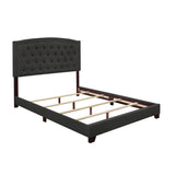 Linda Dark Gray Modern Sleek Solid And Engineered Wood Fabric Queen Upholstered Tufted Bed - Ella Furniture