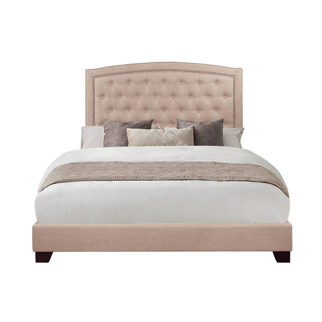 Linda Beige Modern Solid Wood And Engineered Wood Fabric Full Upholstered Tufted Bedroom Set - Ella Furniture