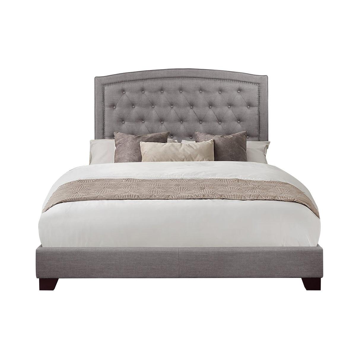 Linda Gray Modern Solid Wood And Engineered Wood Fabric Full Upholstered Tufted Bedroom Set - Ella Furniture