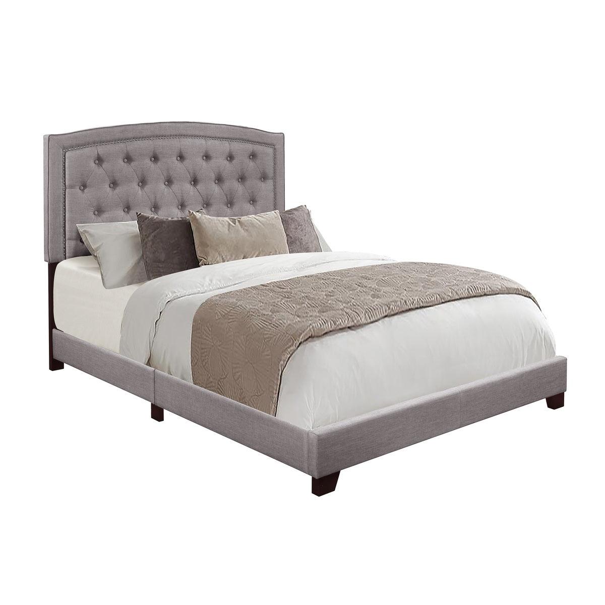 Linda Gray Modern Solid Wood And Engineered Wood Fabric Full Upholstered Tufted Bedroom Set - Ella Furniture