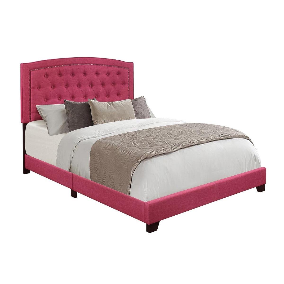 Linda Pink Modern Solid Wood And Engineered Wood Fabric Full Upholstered Tufted Bedroom Set - Ella Furniture