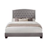 Linda Grey Modern Sleek Solid Wood And Engineered Wood Fabric King Upholstered Tufted Bedroom Set - Ella Furniture