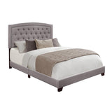 Linda Grey Modern Sleek Solid Wood And Engineered Wood Fabric King Upholstered Tufted Bedroom Set - Ella Furniture