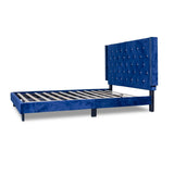 Ivy Blue Modern Contemporary Solid Wood Velvet Faux Leather Tufted Queen Platform Bed - Ella Furniture