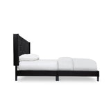 Ivy Black Modern Contemporary Solid Wood Velvet Faux Leather Tufted King Platform Bed - Ella Furniture