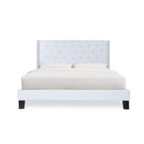Ivy Black Modern Contemporary Solid Wood Faux Leather Tufted Queen Platform Bed - Ella Furniture