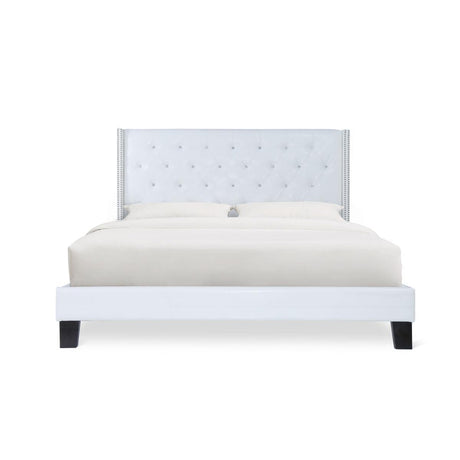 Ivy Black Modern Contemporary Solid Wood Faux Leather Tufted Queen Platform Bed - Ella Furniture