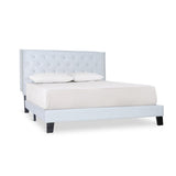 Ivy Black Modern Contemporary Solid Wood Faux Leather Tufted Queen Platform Bed - Ella Furniture