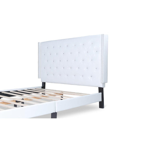 Ivy Black Modern Contemporary Solid Wood Faux Leather Tufted Queen Platform Bed - Ella Furniture