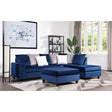 Galaxy Martha Blue Solid Wood And Plywood Velvet 2-Piece Reversible Sectional - Ella Furniture