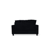 Black Modern Traditional Solid Wood And Plywood Velvet Loveseat With 2 Pillows - Ella Furniture