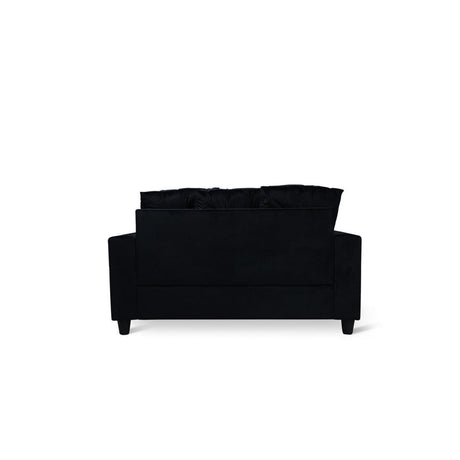 Black Modern Traditional Solid Wood And Plywood Velvet Loveseat With 2 Pillows - Ella Furniture