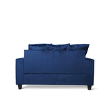 Blue Modern Traditional Solid Wood And Plywood Velvet Upholstery Loveseat With 2 Pillows - Ella Furniture