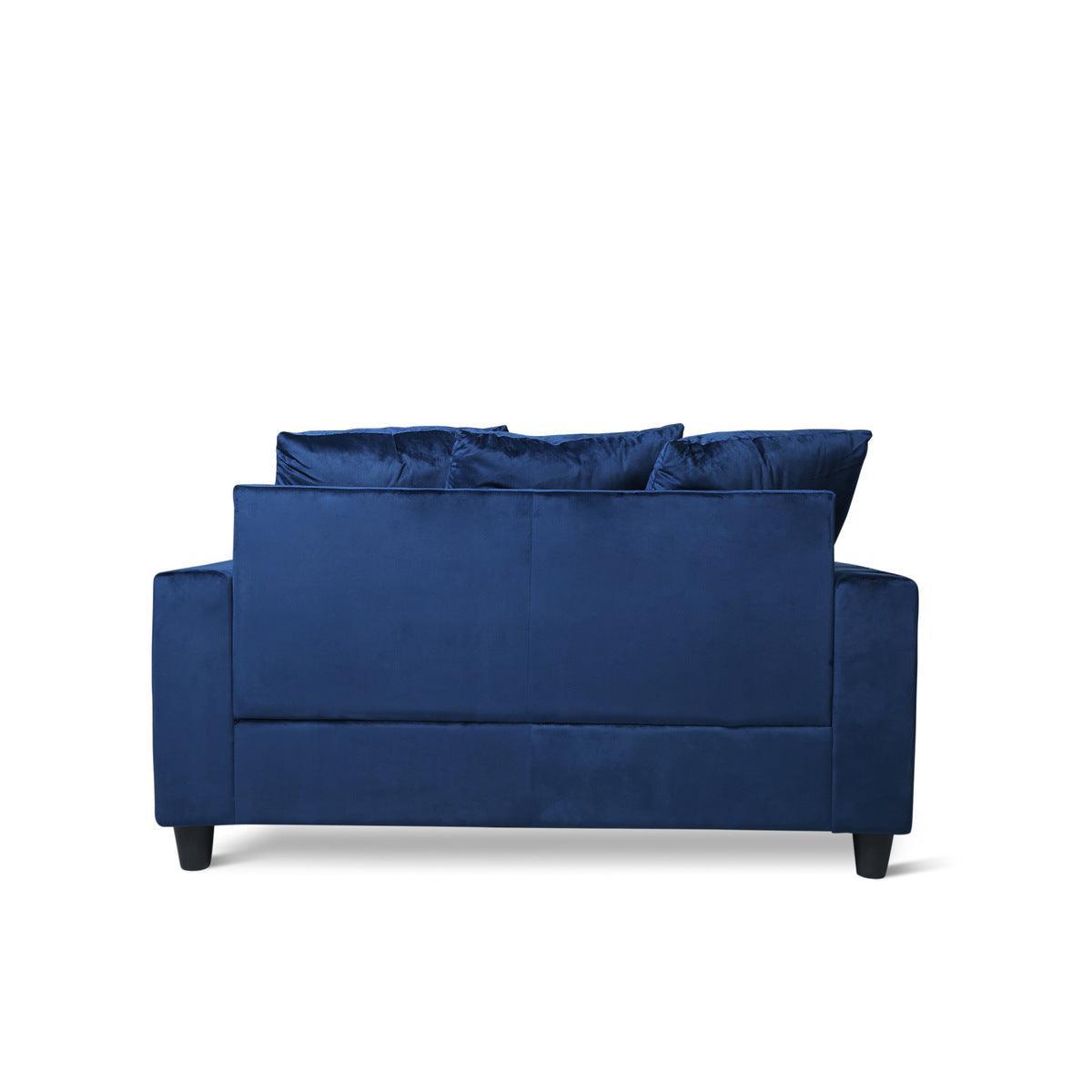 Blue Modern Traditional Solid Wood And Plywood Velvet Upholstery Loveseat With 2 Pillows - Ella Furniture