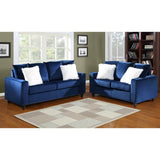 Blue Modern Traditional Solid Wood And Plywood Velvet Upholstery Loveseat With 2 Pillows - Ella Furniture