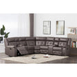 Gray Modern Sleek Contemporary Solid Wood And Plywood Faux Leather Tufted Finish Sectional - Ella Furniture