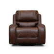 Brown Solid Wood And Plywood Polished Microfiber Upholstery Swivel Reclining Chair - Ella Furniture