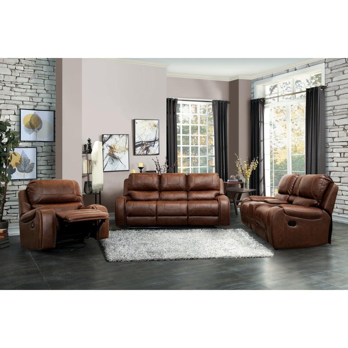 Brown Solid Wood And Plywood Polished Microfiber Upholstery Swivel Reclining Chair - Ella Furniture