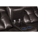 Claire Brown Solid Wood And Plywood Faux Leather Double Reclining Love Seat With Center Console - Ella Furniture