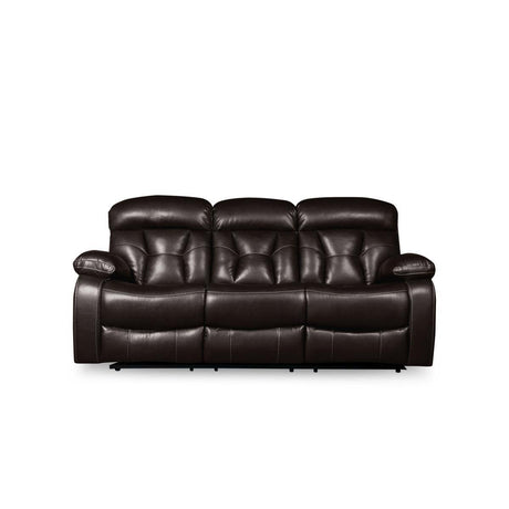 Claire Brown Solid Wood And Plywood Power Double Reclining Sofa With Drop-down Cup Holders - Ella Furniture
