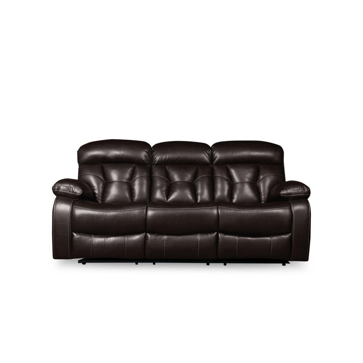 Claire Brown Solid Wood And Plywood Power Double Reclining Sofa With Drop-down Cup Holders - Ella Furniture