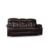 Claire Brown Solid Wood And Plywood Faux Leather Double Reclining Sofa With Drop-down Cup Holders - Ella Furniture