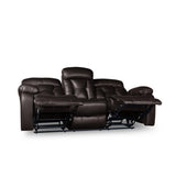 Claire Brown Solid Wood And Plywood Faux Leather Double Reclining Sofa With Drop-down Cup Holders - Ella Furniture