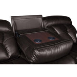 Claire Brown Solid Wood And Plywood Faux Leather Double Reclining Sofa With Drop-down Cup Holders - Ella Furniture