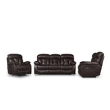 Claire Brown Solid Wood And Plywood Faux Leather Double Reclining Love Seat With Center Console - Ella Furniture