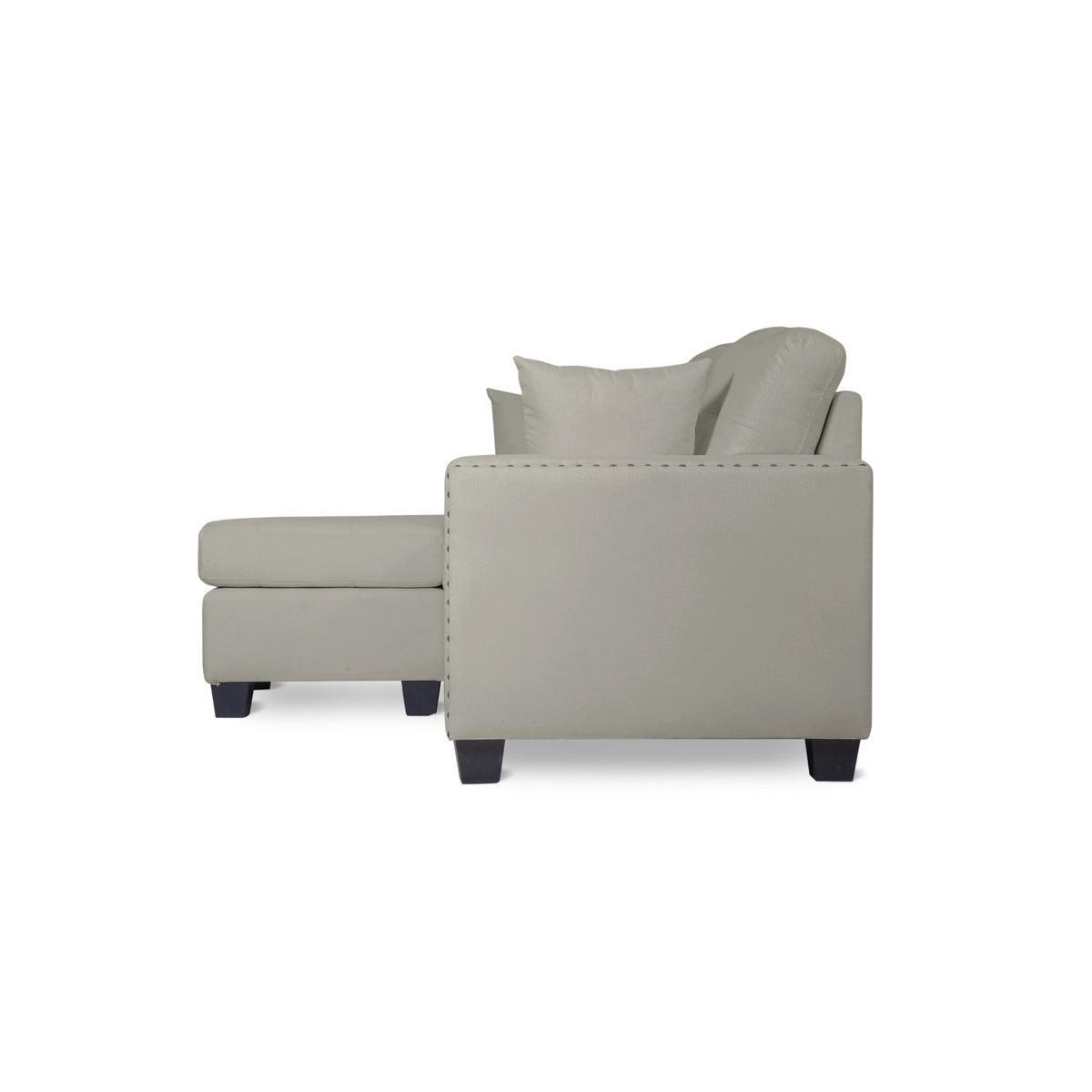 Scott Gray Modern Sturdy Wood Fabric Reversible Sofa Chaise W/ 2 Plws - Ella Furniture