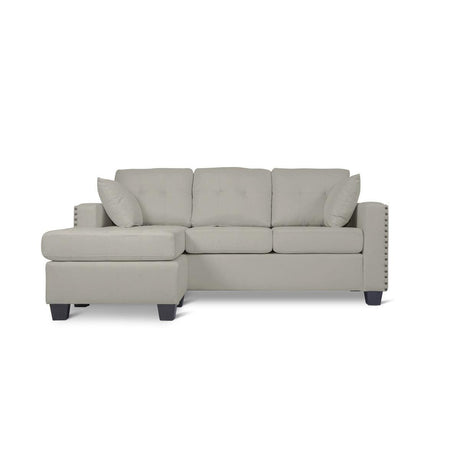 Scott Gray Modern Sturdy Wood Fabric Reversible Sofa Chaise W/ 2 Plws - Ella Furniture