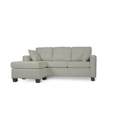 Scott Gray Modern Sturdy Wood Fabric Reversible Sofa Chaise W/ 2 Plws - Ella Furniture