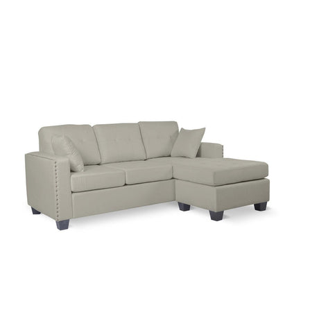 Scott Gray Modern Sturdy Wood Fabric Reversible Sofa Chaise W/ 2 Plws - Ella Furniture