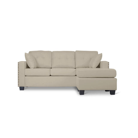 Scott Beige Modern Sturdy Wood Fabric Reversible Sofa Chaise W/ 2 Plws - Ella Furniture