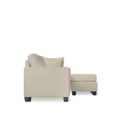 Scott Beige Modern Sturdy Wood Fabric Reversible Sofa Chaise W/ 2 Plws - Ella Furniture